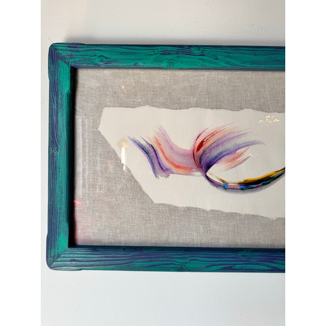 Vintage L. Share Expressionist Abstract Mixed Media Painting For Sale - Image 4 of 12