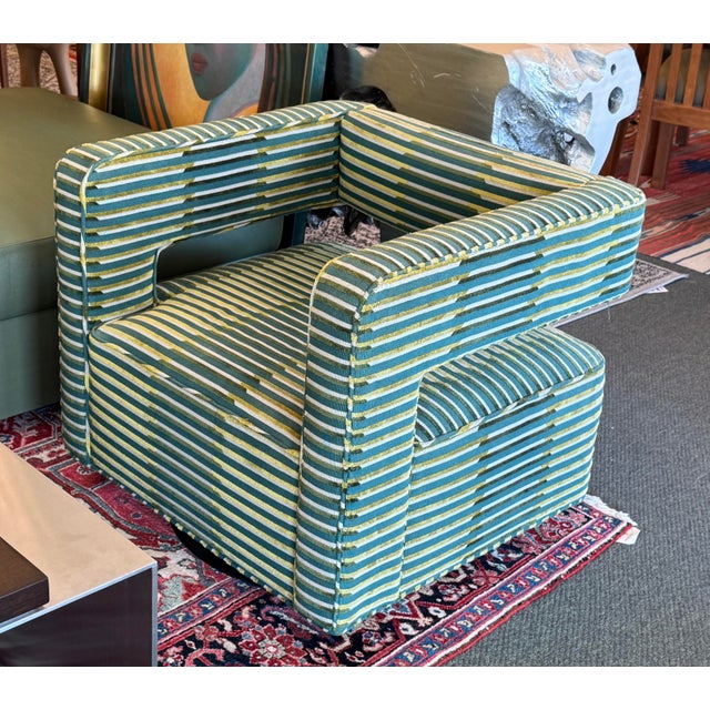 Restoration Hardware Drew Swivel Chair, Custom For Sale In San Francisco - Image 6 of 17