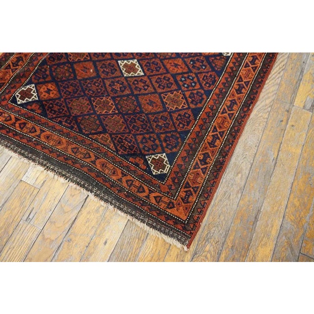 19th Century 1890s Red Wine Geometric Antique Pair of Persian Baluch Carpets 2'7" X 2'7" Knotted Wool Rugs For Sale - Image 5 of 10