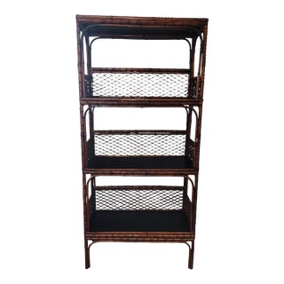 1970s Bamboo Etagere Shelving Unit For Sale