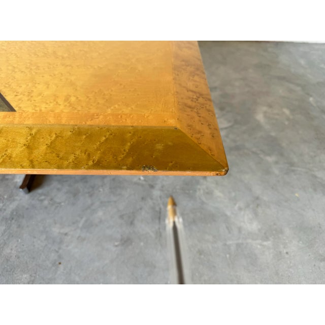 Wood Postmodern Italian Giovanni Offredi for Saporiti Maple and Chrome Coffee Table/ Sold For Sale - Image 7 of 12