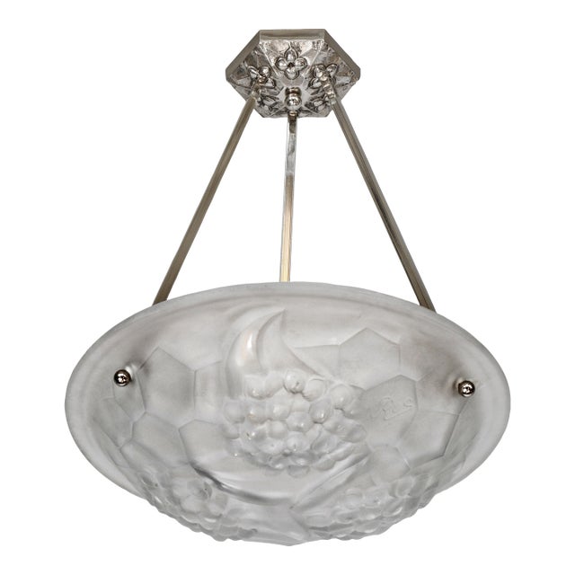 Degue French Art Deco Pendant Light 1930s - 4 Available For Sale