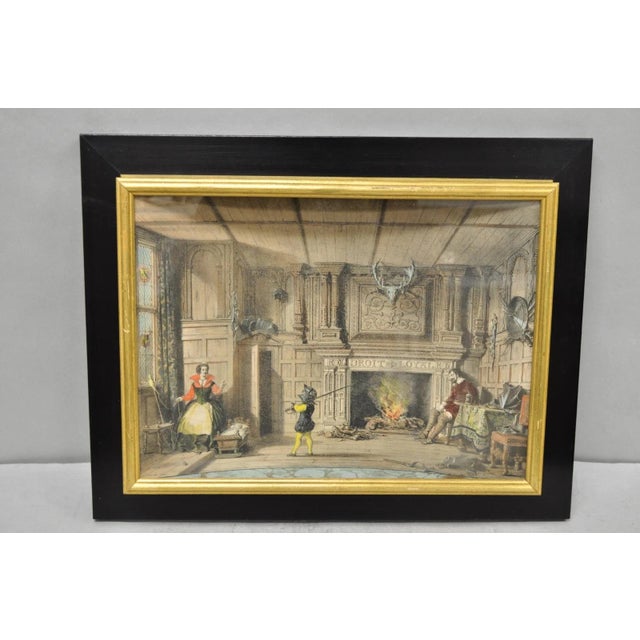 Antique Colored Lithograph 3d Frame Hall of Levens & Trophy Room Joseph Nash - Set of 2 For Sale - Image 4 of 18