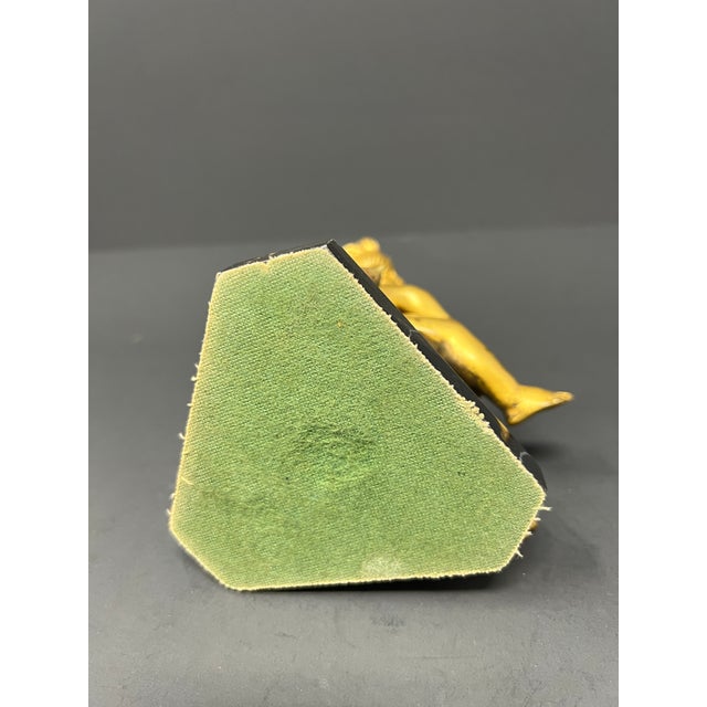 Late 19th Century 19th Century French Gilt Metal Cherub With Lyre on Black Marble Base For Sale - Image 5 of 7