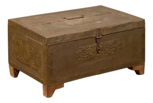 Indian 19th Century Merchant's Chest with Pierced Geometric Decor and Patina