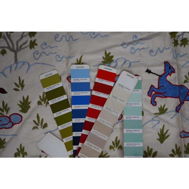 Uzbek Suzani Animal Tablecloth - Silk Cotton Blend Horse Runner 1'6'' X 6'1'' For Sale - Image 12 of 12