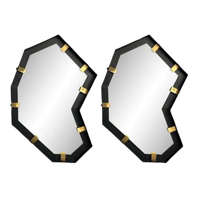 Contemporary, Industrial Modern, Angular Wall Mirrors, Steel, Brass, 2020s For Sale