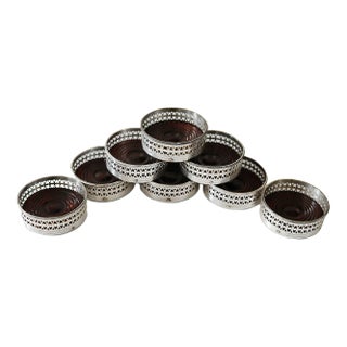 Antique Wine Coasters - Silver on Copper - Set of Eight For Sale