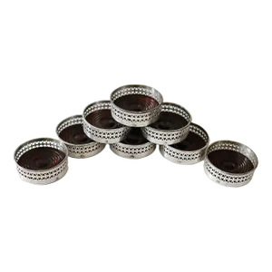 Wine Coasters Silver on Copper - Set of Eight