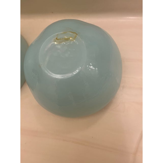 Vintage Art Deco Style Italian Opaline Glass Baby Blue Translucent Scalloped Edges For Sale - Image 10 of 12