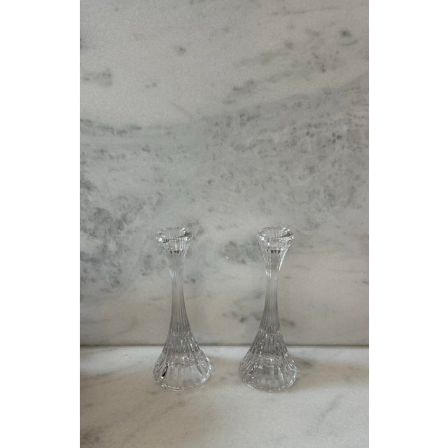 Traditional Pair of Vintage Mikasa Park Lane Crystal Candle Holders For Sale - Image 3 of 10