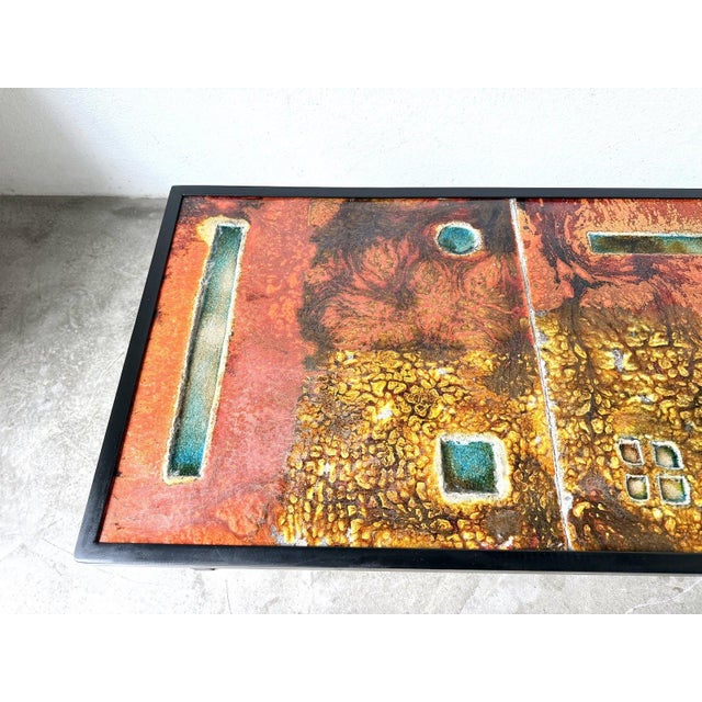Coffee Table in Enameled Lava and Metal by Robert and Jean Cloutier, 1950s For Sale - Image 4 of 18