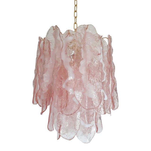 Murano Glass "Spider" Sputnik Chandelier in Pink and White For Sale