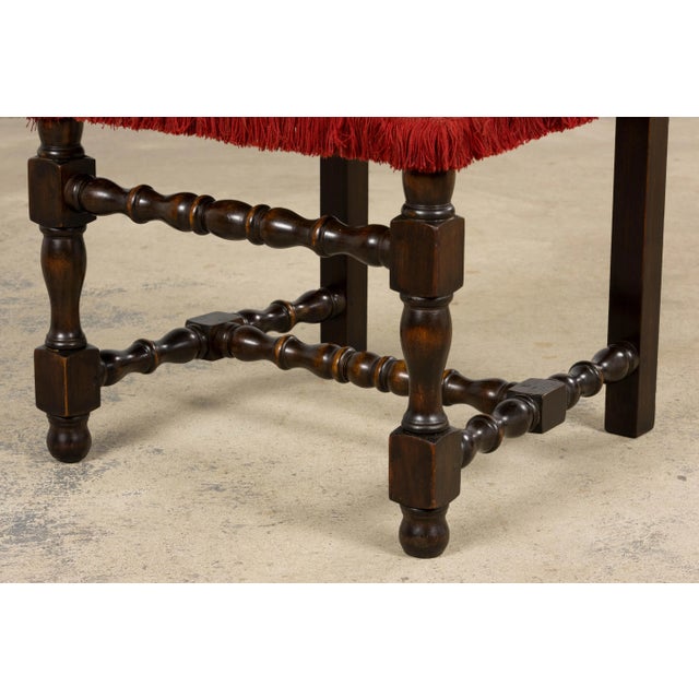 Antique French Louis XIII Style Maple Dining Chairs in Red Velvet - Set of 10 For Sale - Image 11 of 18