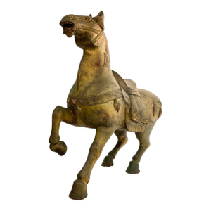 Mid 20th Century Hand-Carved Wood Large Tang Horse Dynasty Style Equestrian Asian Sculpture Decor