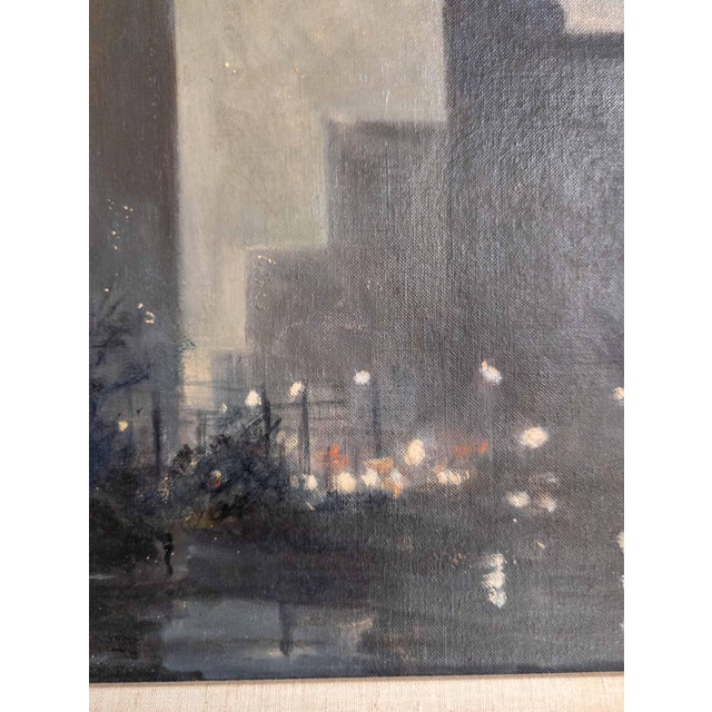 Mid-Century American Tonalist Nocturne Painting of Flatiron Building New York City For Sale - Image 14 of 15