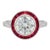 Vintage Platinum 3.17cts Old Euro Cut Diamond and 1.19cts Ruby Halo Ring, Size 6.5 For Sale