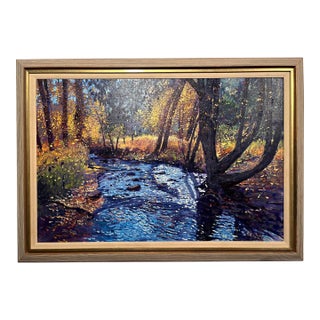 1990's Tim Saska "Autumn Spring" Original Acrylic Painting Houston Art 24" X 36" For Sale