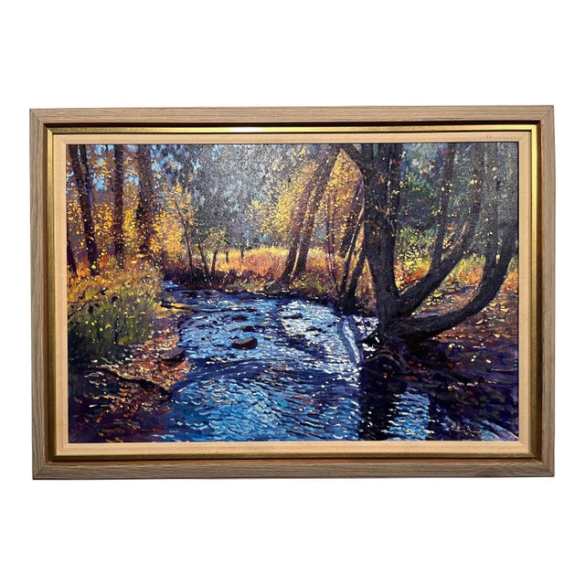 1990's Tim Saska "Autumn Spring" Original Acrylic Painting Houston Art 24" X 36" For Sale