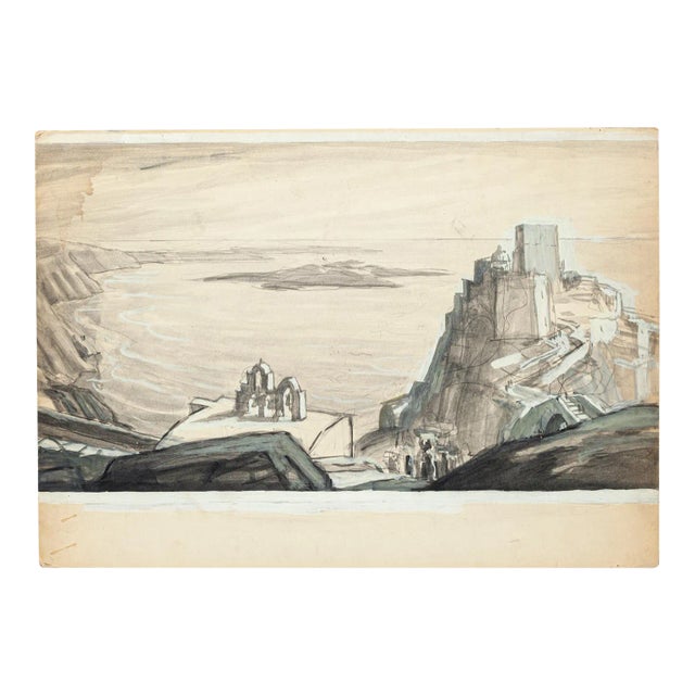 Greek Islands - Original Mixed Media by Robert Sauterne - 20th Century 20th Century For Sale