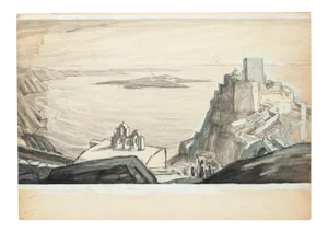 Greek Islands - Original Mixed Media by Robert Sauterne - 20th Century 20th Century