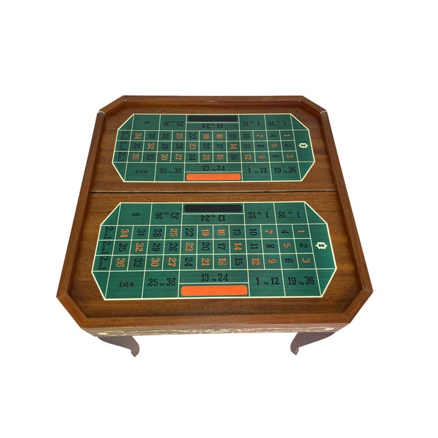 Italian Octagonal Multi-Game Table With 4 Chairs, Inlaid Wood, Chess, Backgammon & Roulette, 1980s For Sale - Image 14 of 18