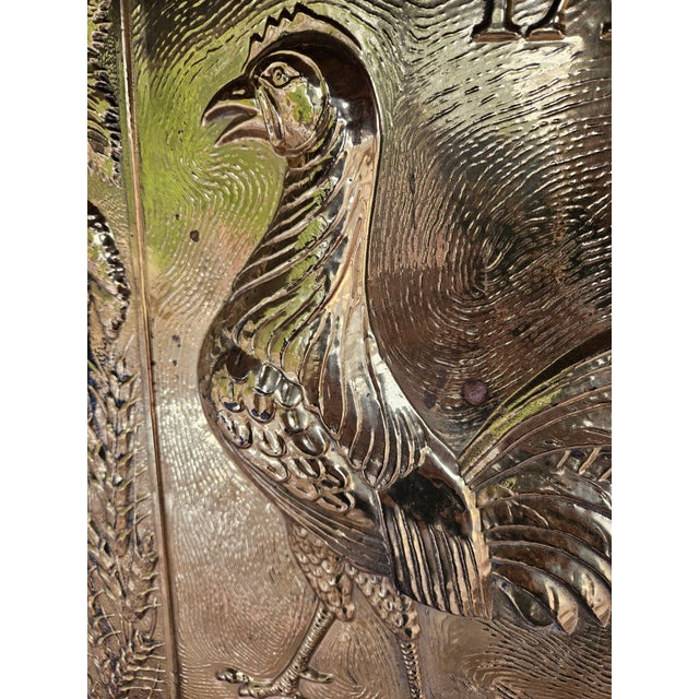 19th C. English Pub sign for Courage Ale with a heavily Embossed Rooster and foliage Border. Highly decorative and great...