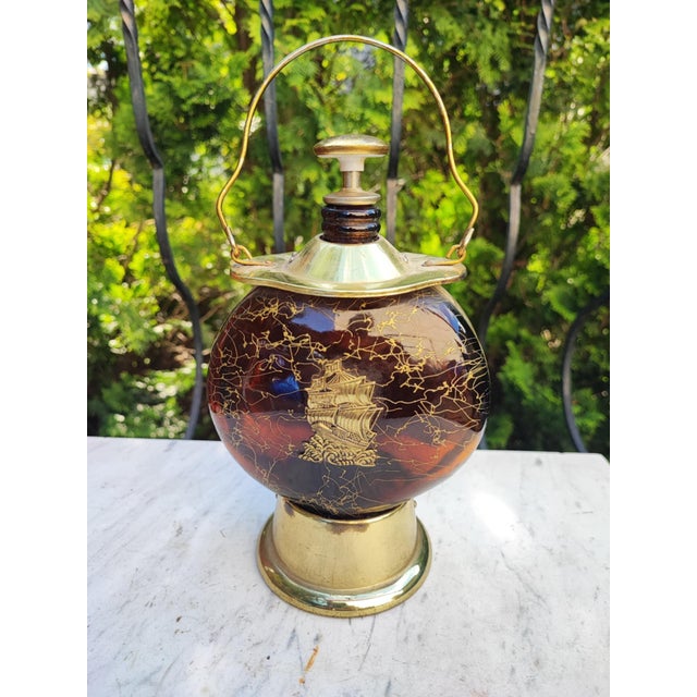 Vintage Brass-Plated Glass Carafe, 1960s For Sale - Image 9 of 9