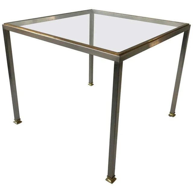 Gray 1980s Italian Steel and Brass Side Table For Sale - Image 8 of 8