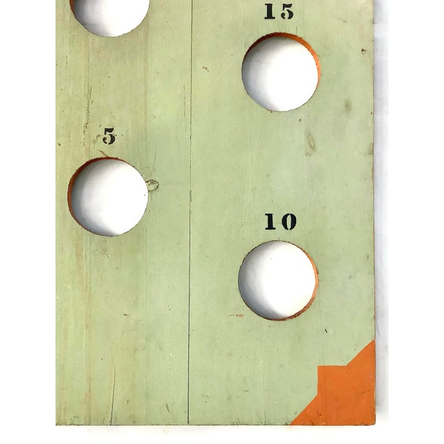 1950s Vintage Wood Green/Orange Game Board For Sale - Image 5 of 6