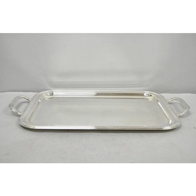 Late 20th Century Contemporary Modern Landes Silver Plated Rectangular Bar Serving Platter Tray For Sale - Image 11 of 12