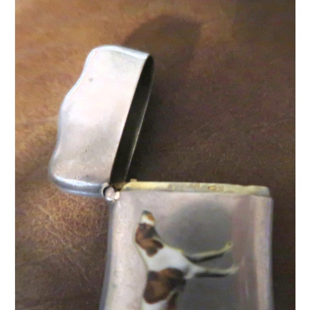 Antique Sterling and Enamel Match Safe (Vesta) With Hunting Dog, C. 1900 For Sale - Image 10 of 11