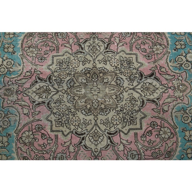 Textile 1970s Vintage Persian Handmade Wool Cotton Blue Area Rug For Sale - Image 7 of 11