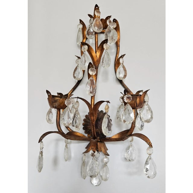 Jewelry for your walls! These ornate Hollywood Regency style sconces are dripping with tear-drop crystals, perfect for...