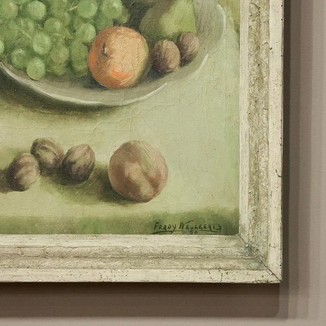 Textile Antique Oil Painting on Canvas by Ferdy Naulaerts (1922-2001) For Sale - Image 7 of 9