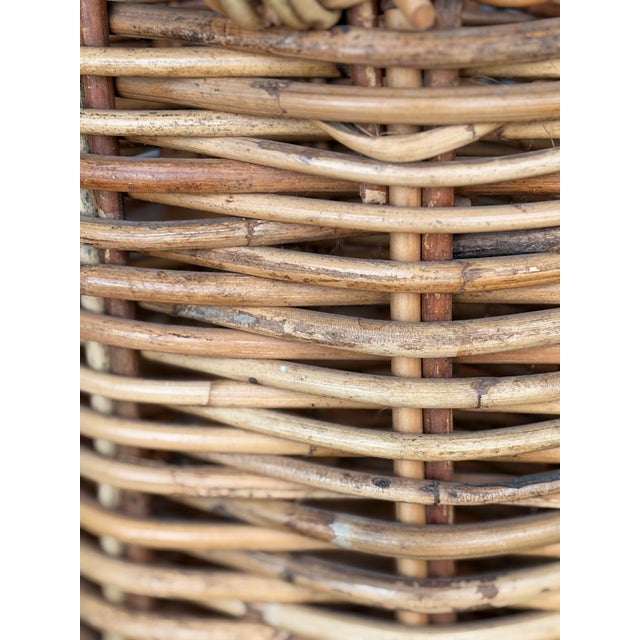 Tan Large English Woven Wicker Basket For Sale - Image 8 of 12