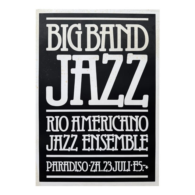 Paradiso Jazz Concert Rio Americano Ensemble Poster, Amsterdam, 1970s For Sale