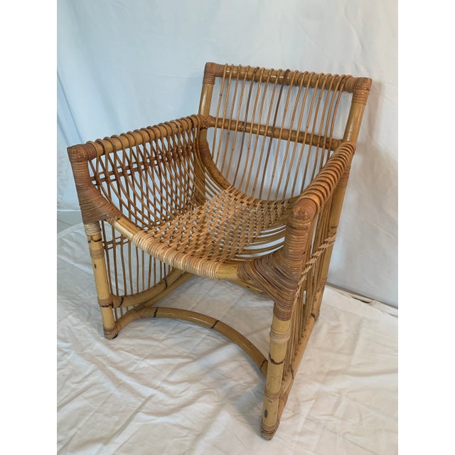 1960s Vintage Bamboo Chair With Curved Seat For Sale In Boston - Image 6 of 12