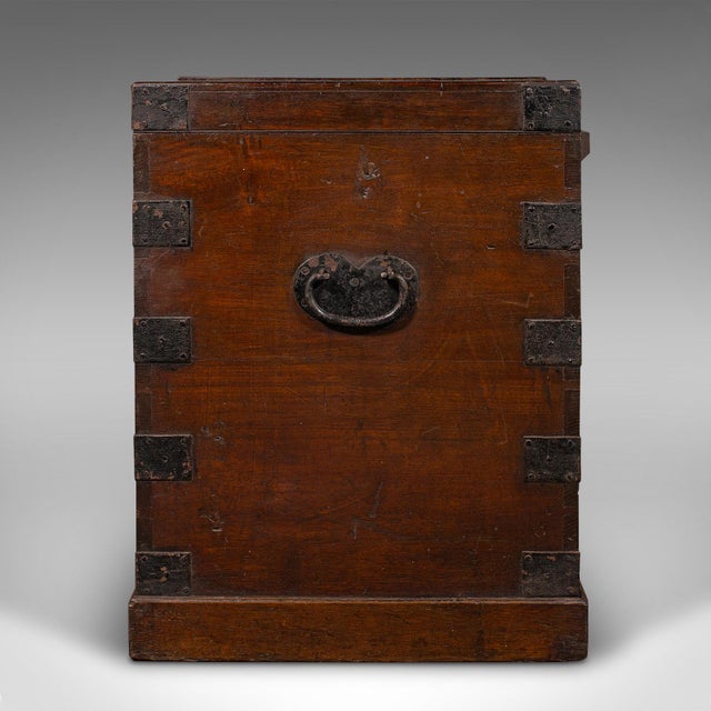 Wood Antique Silver Chest, English, Oak, Iron Bound, Lined Storage Trunk, Georgian For Sale - Image 7 of 11