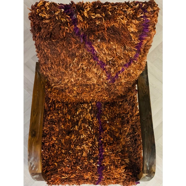 Wood Handmade Moroccan Brown Wool Chair For Sale - Image 7 of 9
