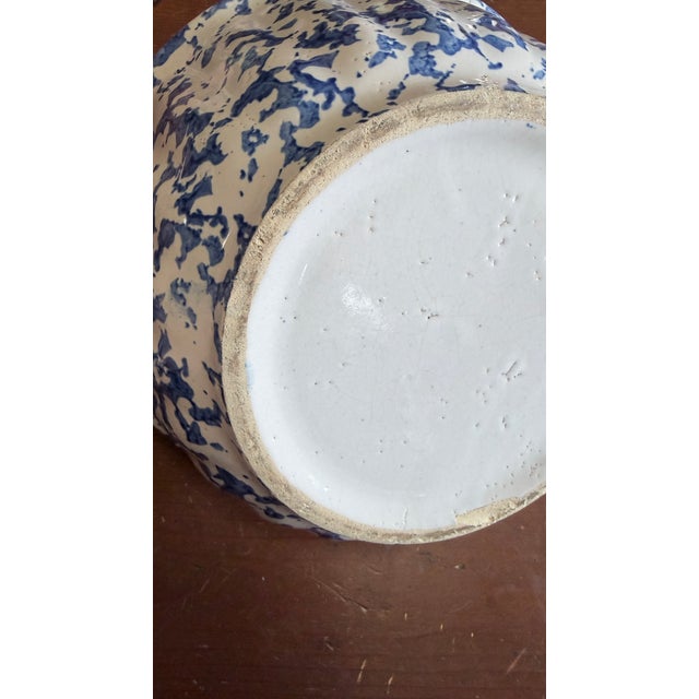 Antique American Blue & White Spongeware Bowl, Circa 1890–1900 For Sale - Image 9 of 14