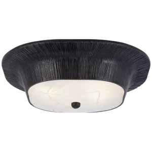 Kelly Wearstler for Visual Comfort Signature Utopia Round Flush Mount in Aged Iron with Fractured Glass
