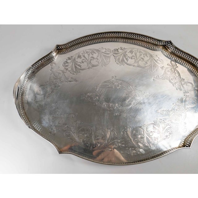 Silver 20th Century American Silverplate Cocktail Serving Tray With Gallery, Lawrence B. Smith Co. Boston For Sale - Image 8 of 15