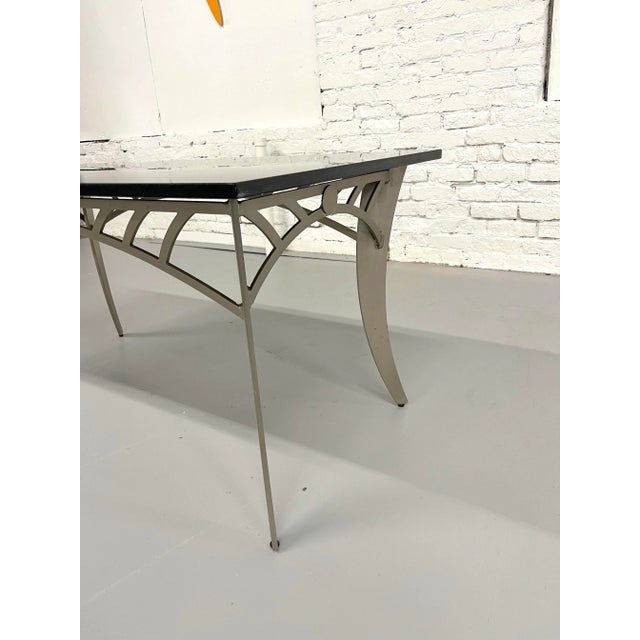 Metal Granite & Brushed Steel Coffee Table For Sale - Image 7 of 9