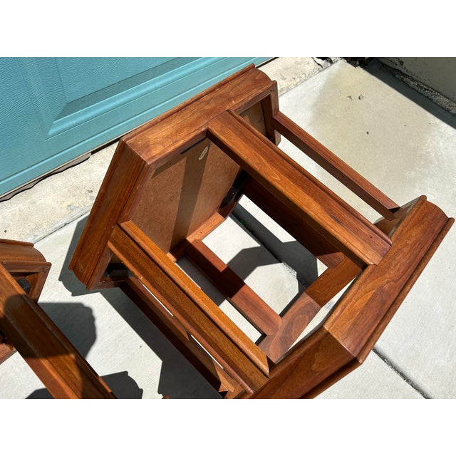 Wood Vintage John Keal for Brown Saltman Hexagon Side Tables - A Pair For Sale - Image 7 of 12