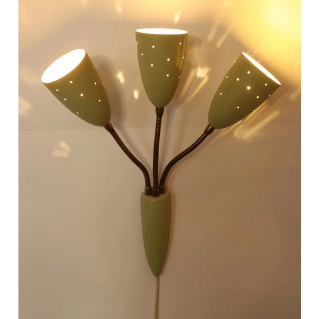 Italian Green Brass Sconce, 1950s For Sale - Image 9 of 11