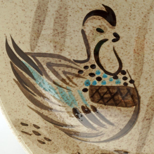 Beige Large Mid Century Redwing Bob White Quail 12 in Serving Bowl Circa 1960 For Sale - Image 8 of 11