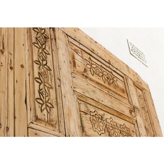 Wood Ancient Carved Star Moroccan Riad Door For Sale - Image 7 of 16