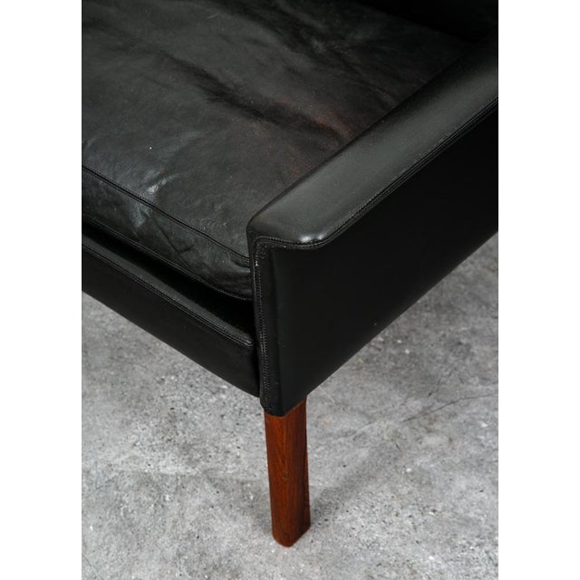 Mid Century Danish Modern Lounge Chair Set Leather Attributed to Hans Olsen Black Cs Glostrup For Sale - Image 9 of 12