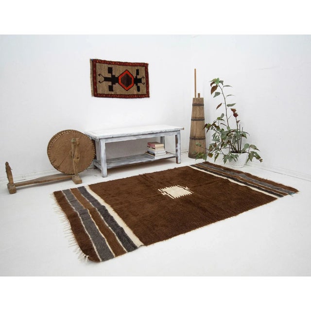 Brown Vintage Turkish Blanket Kilim Rug For Sale In Los Angeles - Image 6 of 7